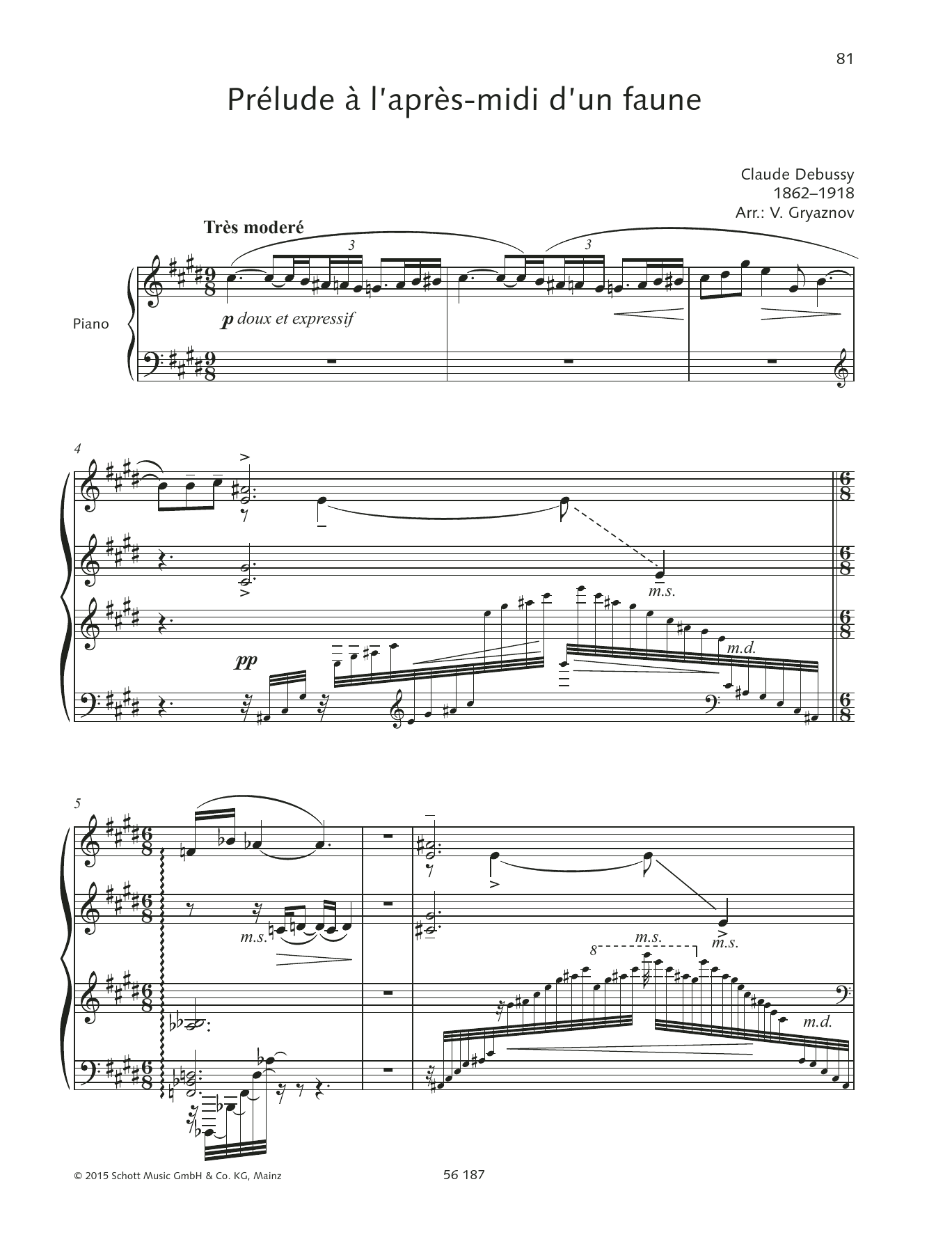 Claude Debussy Prélude à l'après-midi d'un faune Sheet Music Notes & Chords for Piano Solo - Download or Print PDF