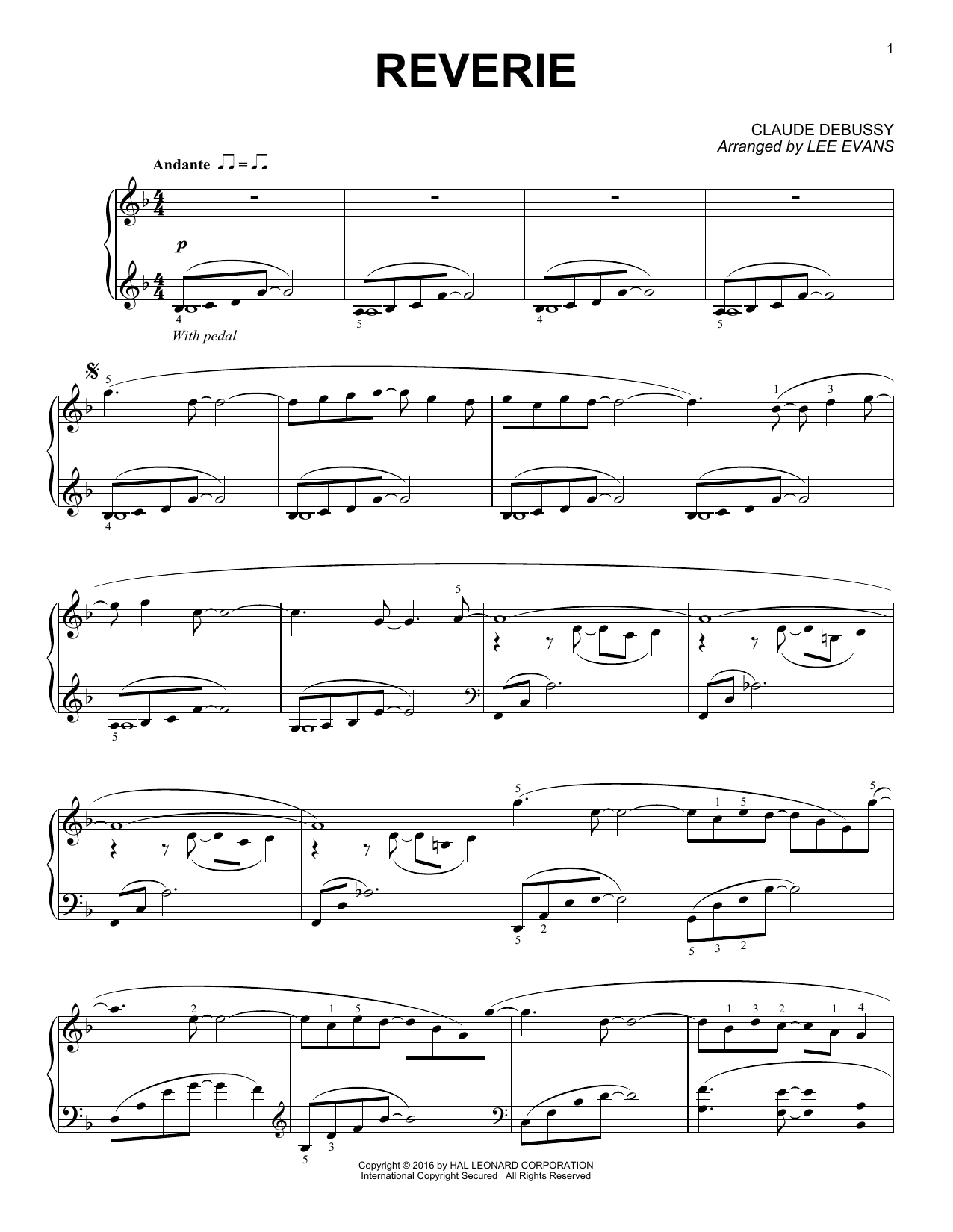 Lee Evans Reverie Sheet Music Notes & Chords for Piano - Download or Print PDF