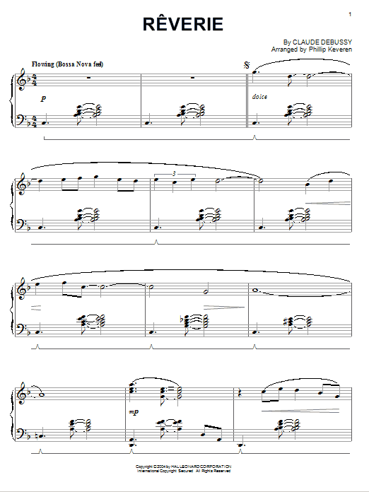 Claude Debussy Reverie [Jazz version] (arr. Phillip Keveren) Sheet Music Notes & Chords for Piano - Download or Print PDF
