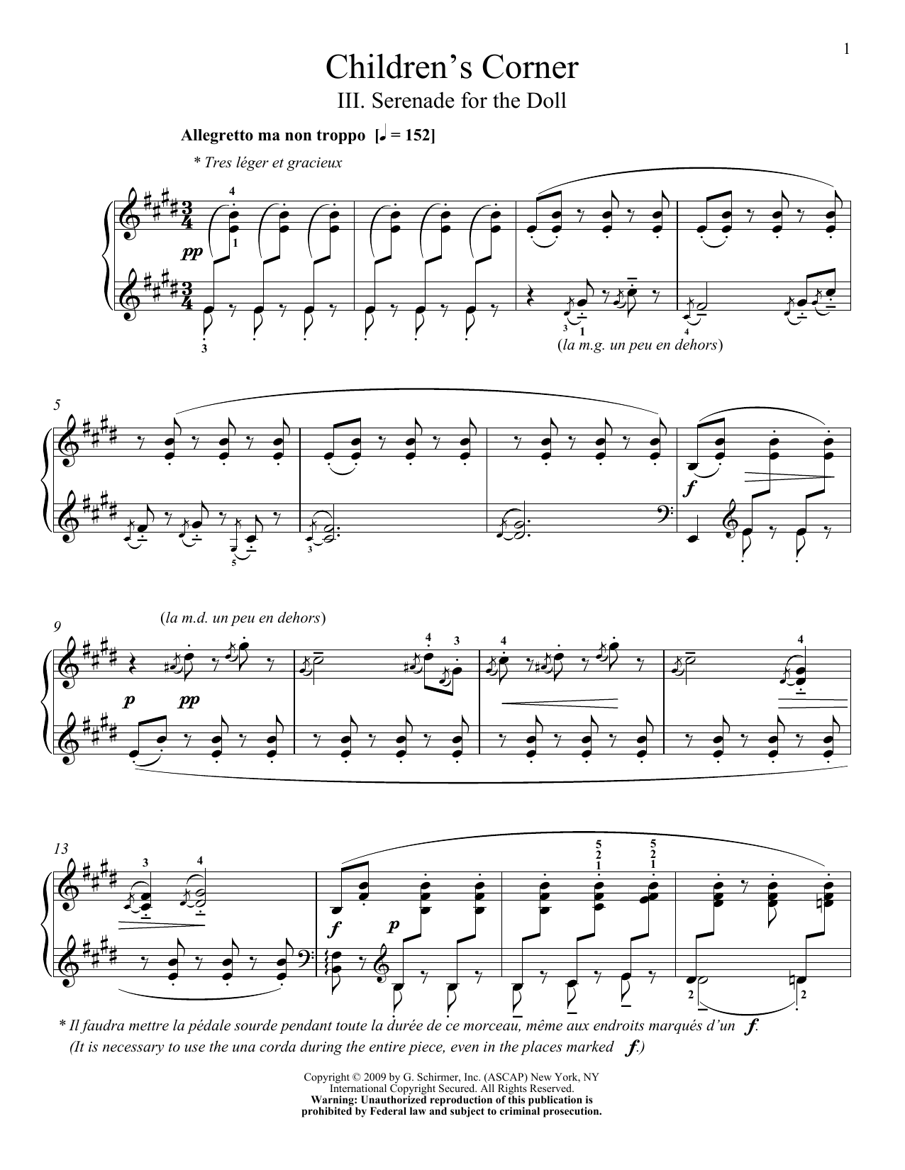 Claude Debussy Serenade for the Doll Sheet Music Notes & Chords for Piano Solo - Download or Print PDF