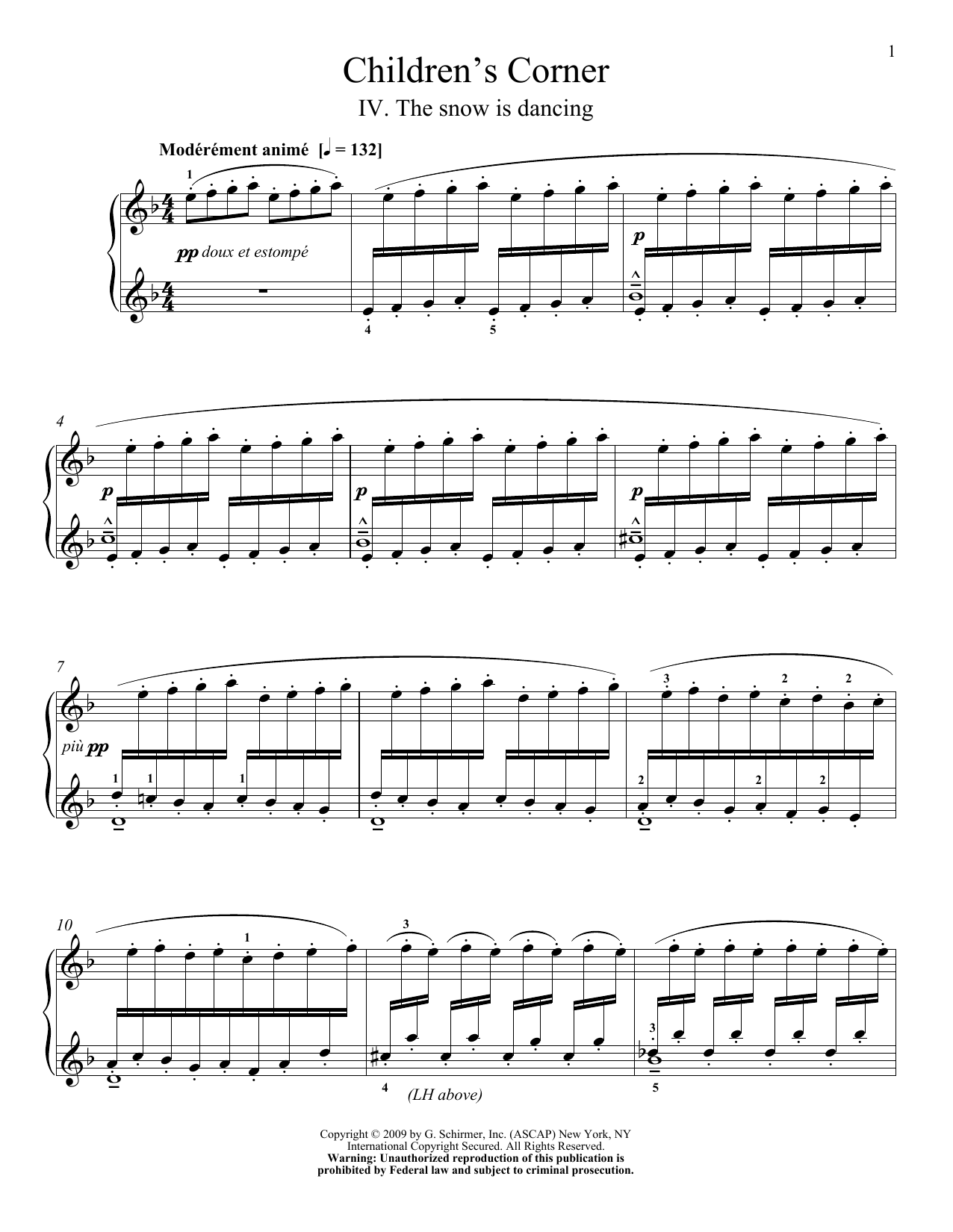 Claude Debussy The snow is dancing Sheet Music Notes & Chords for Piano Solo - Download or Print PDF