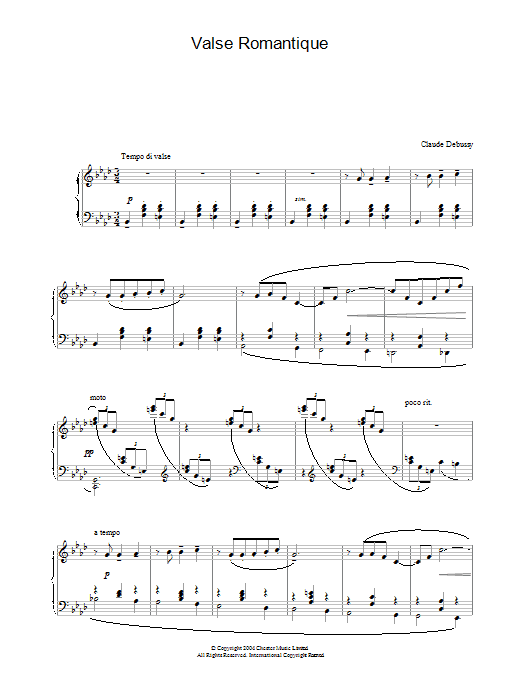 Claude Debussy Valse Romantique Sheet Music Notes & Chords for Easy Piano - Download or Print PDF
