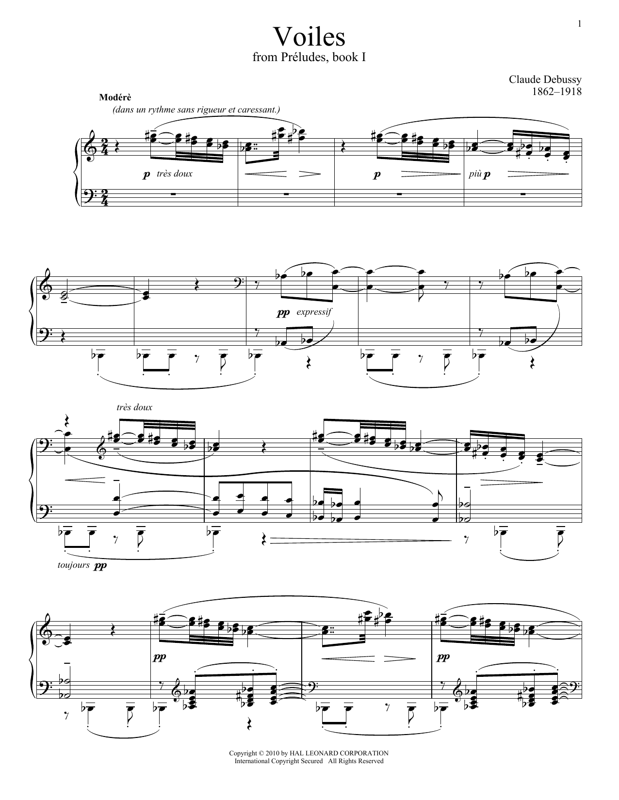 Claude Debussy Voiles Sheet Music Notes & Chords for Piano - Download or Print PDF