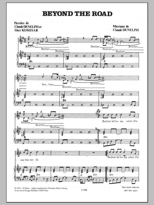 Claude Denelph Beyond The Road Sheet Music Notes & Chords for Piano & Vocal - Download or Print PDF
