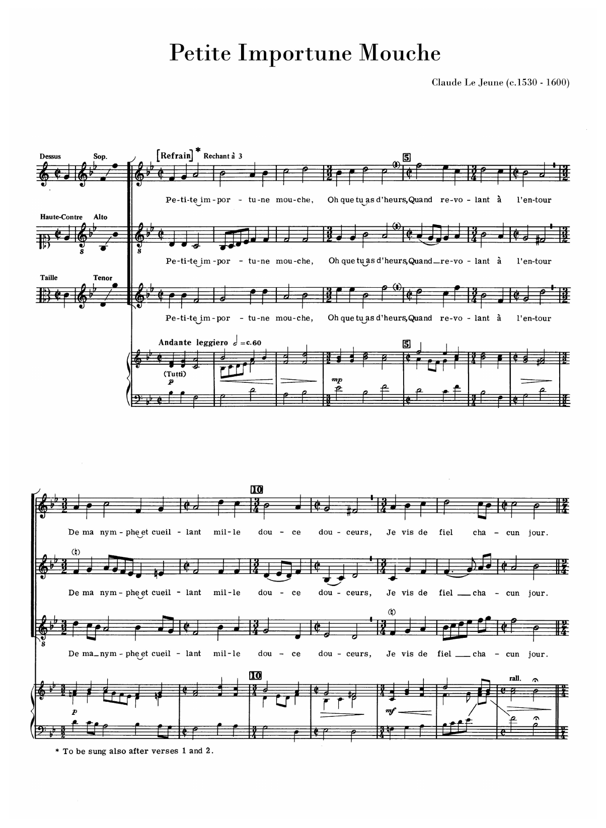 Claude Le Jeune Petite Importune Mouche (arr. Anthony Petti) Sheet Music Notes & Chords for SAT Choir - Download or Print PDF