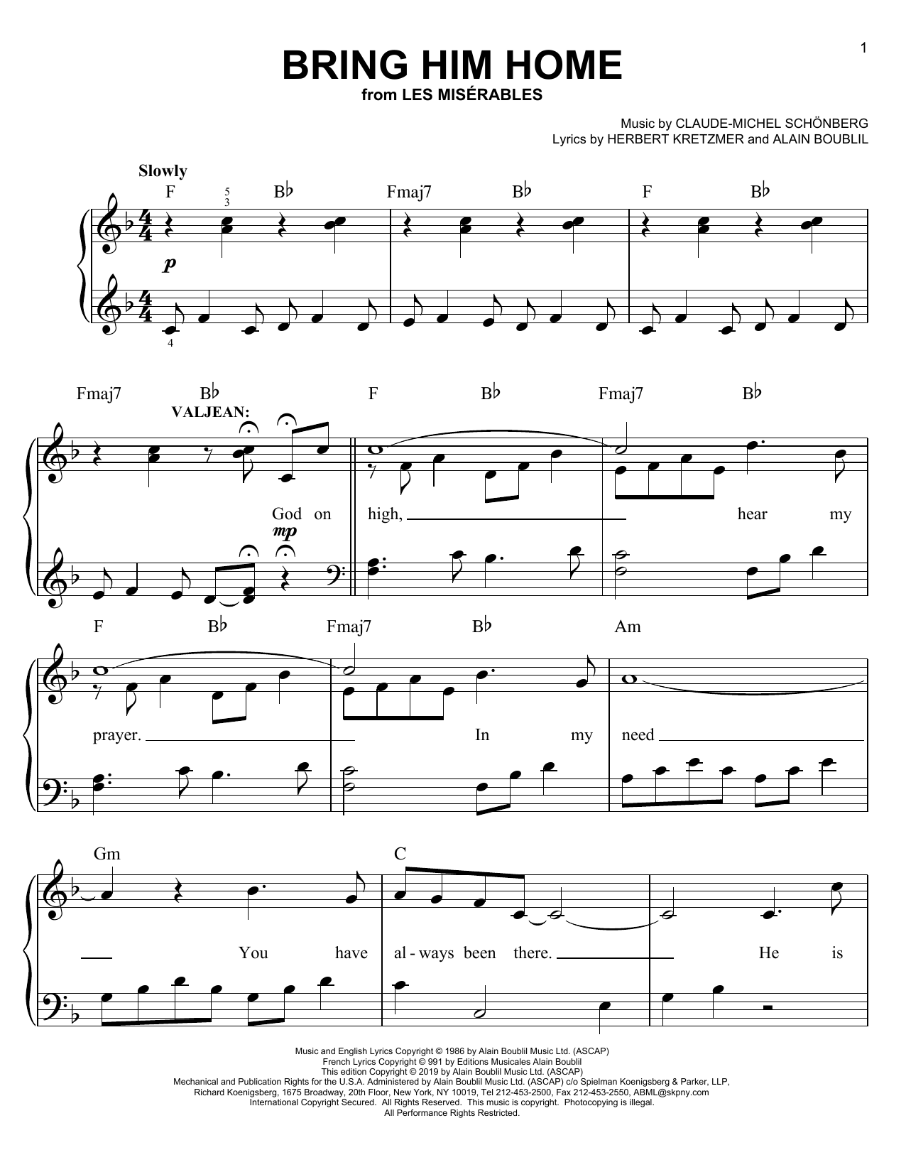 Claude-Michel Schonberg Bring Him Home (from Les Miserables) Sheet Music Notes & Chords for Clarinet and Piano - Download or Print PDF