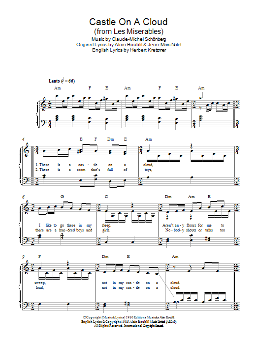 Claude-Michel Schonberg Castle On A Cloud (from Les Miserables) Sheet Music Notes & Chords for Easy Piano - Download or Print PDF