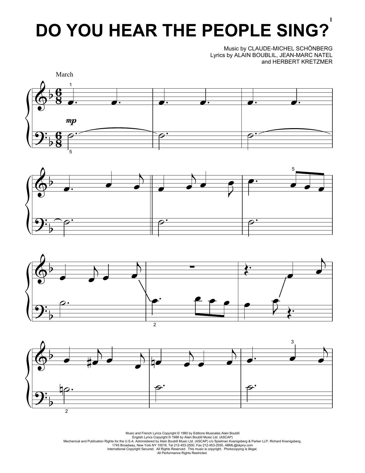 Claude-Michel Schonberg Do You Hear The People Sing? sheet music notes and chords. Download Printable PDF.