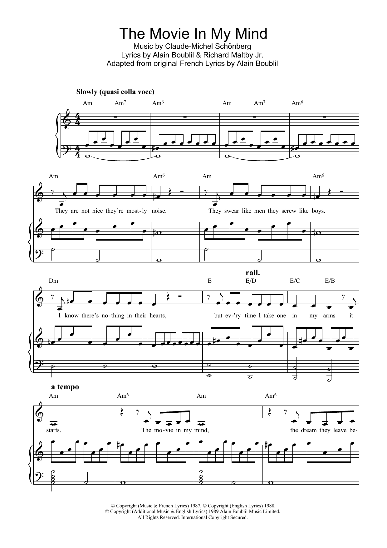 Alain Boublil/Claude-Michel Schonberg The Movie In My Mind (from Miss Saigon) Sheet Music Notes & Chords for Piano, Vocal & Guitar - Download or Print PDF