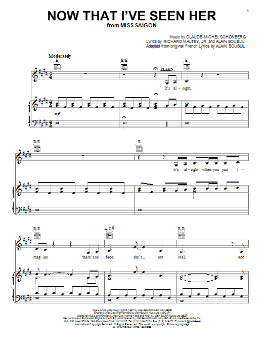 Now That I've Seen Her (from Miss Saigon) sheet music