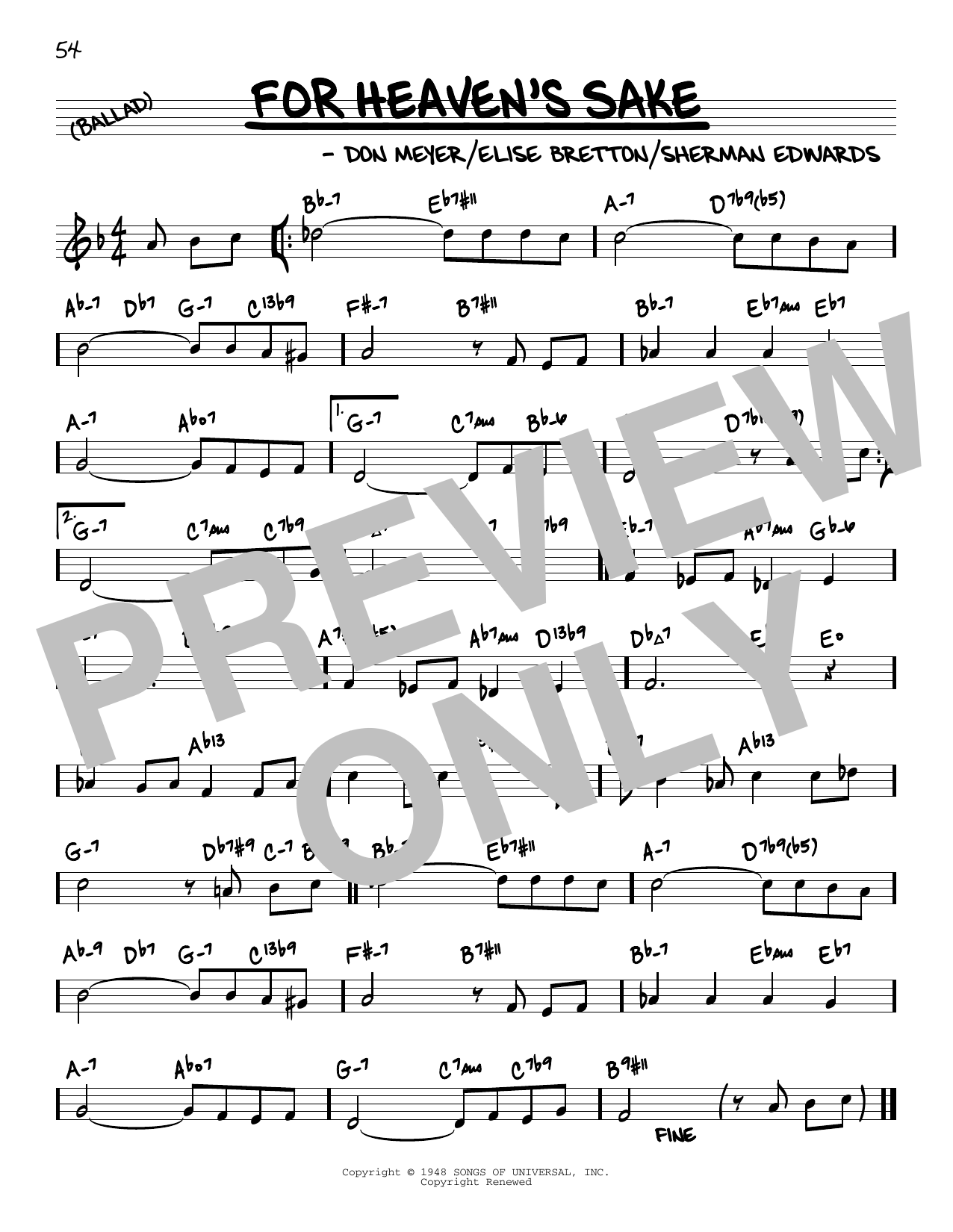 Claude Thornhill For Heaven's Sake (arr. David Hazeltine) Sheet Music Notes & Chords for Real Book – Enhanced Chords - Download or Print PDF