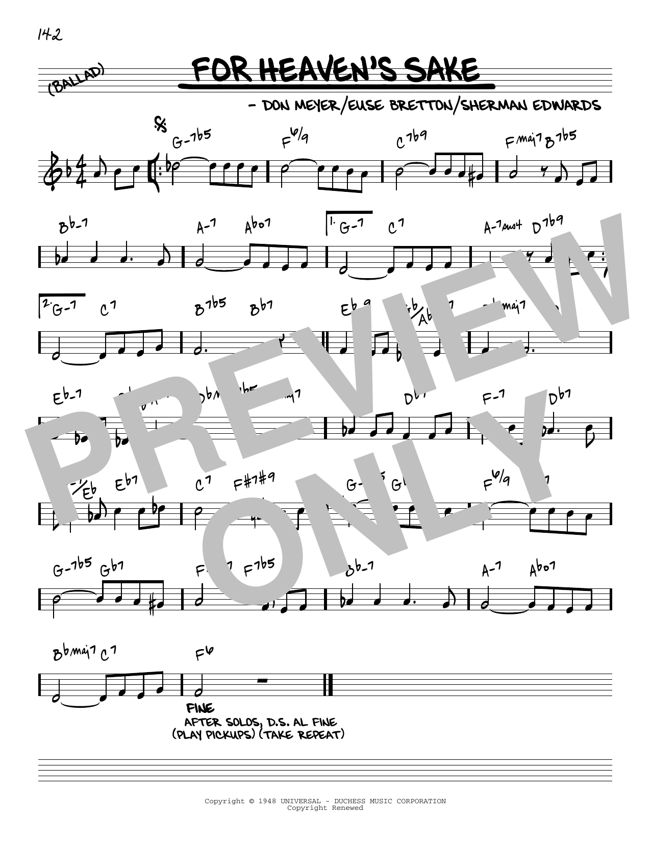 Claude Thornhill For Heaven's Sake [Reharmonized version] (arr. Jack Grassel) Sheet Music Notes & Chords for Real Book – Melody & Chords - Download or Print PDF