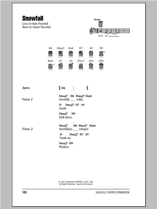 Claude Thornhill Snowfall Sheet Music Notes & Chords for Melody Line, Lyrics & Chords - Download or Print PDF