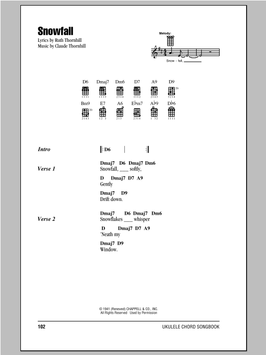Claude Thornhill Snowfall sheet music notes and chords. Download Printable PDF.