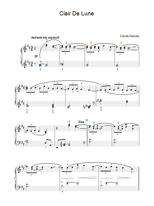 Preview Claude Debussy Clair De Lune (from Suite Bergamasque) Classical sheet music, notes and chords for Piano, SKU: 33866 Clair De Lune (from Suite Bergamasque) sheet music