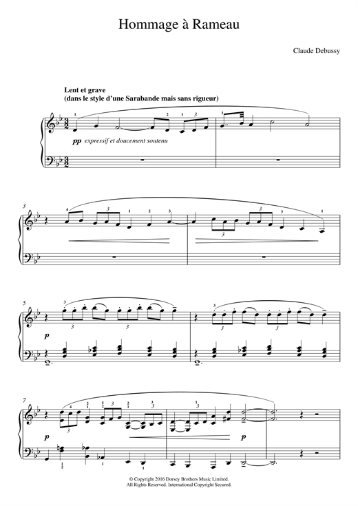 Claude Debussy Hommage a Rameau Sheet Music Notes & Chords for Easy Piano - Download or Print PDF