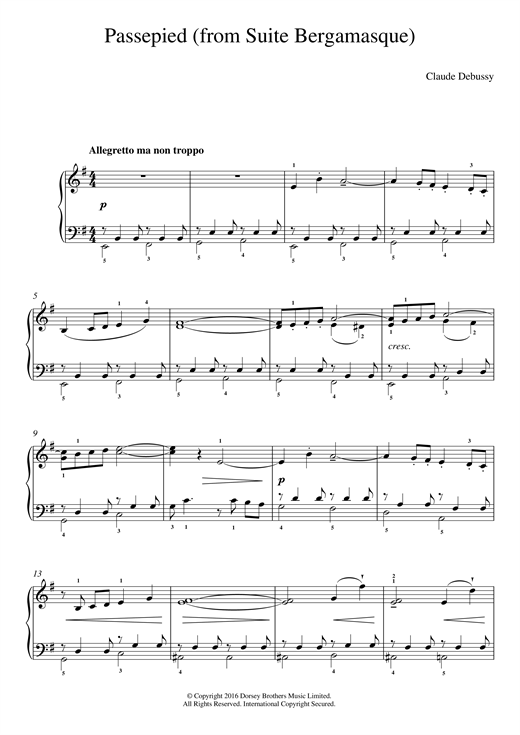 Claude Debussy Passepied (From Suite Bergamasque) Sheet Music Notes & Chords for Easy Piano - Download or Print PDF
