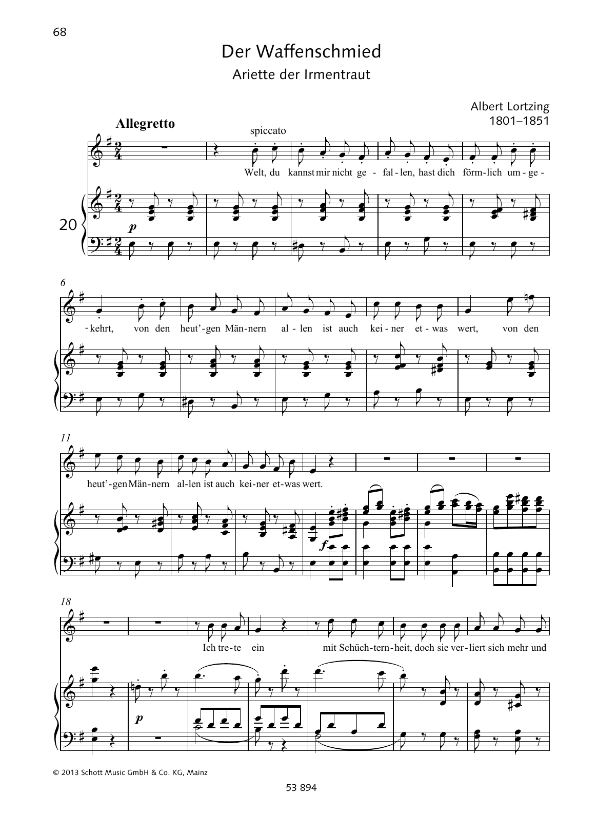 Claudia Eder Welt, du kannst mir nicht gefallen Sheet Music Notes & Chords for Piano & Vocal - Download or Print PDF
