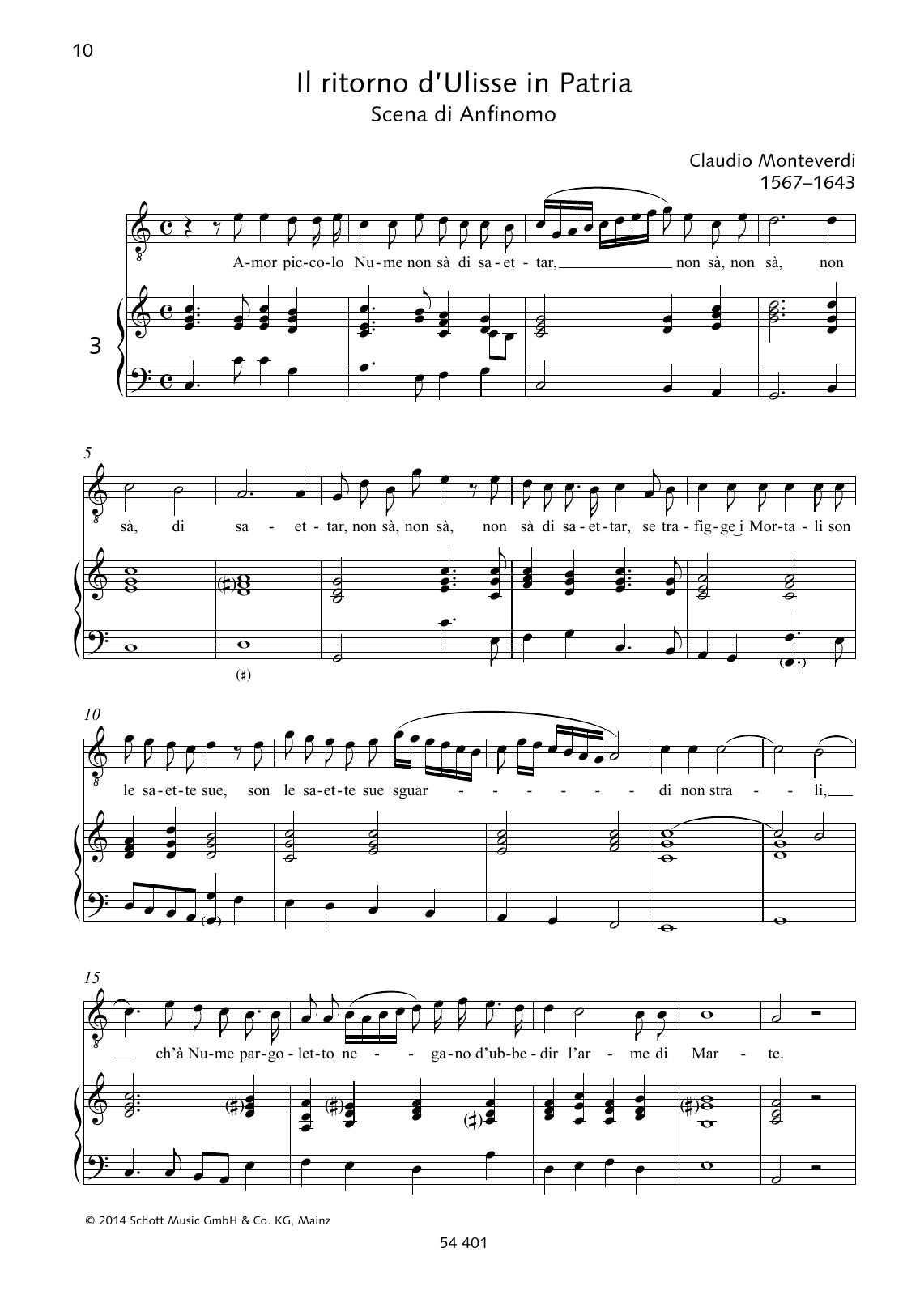Claudio Monteverdi Amor piccolo Nume non sà di saettar Sheet Music Notes & Chords for Piano & Vocal - Download or Print PDF