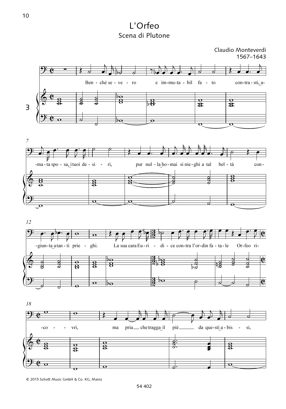 Claudio Monteverdi Benché severo e immutabil fato Sheet Music Notes & Chords for Piano & Vocal - Download or Print PDF