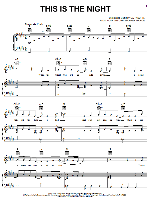 Clay Aiken This Is The Night Sheet Music Notes & Chords for Easy Guitar Tab - Download or Print PDF