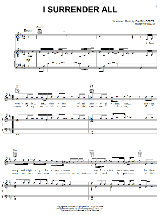 Clay Crosse I Surrender All Sheet Music Notes & Chords for Lead Sheet / Fake Book - Download or Print PDF