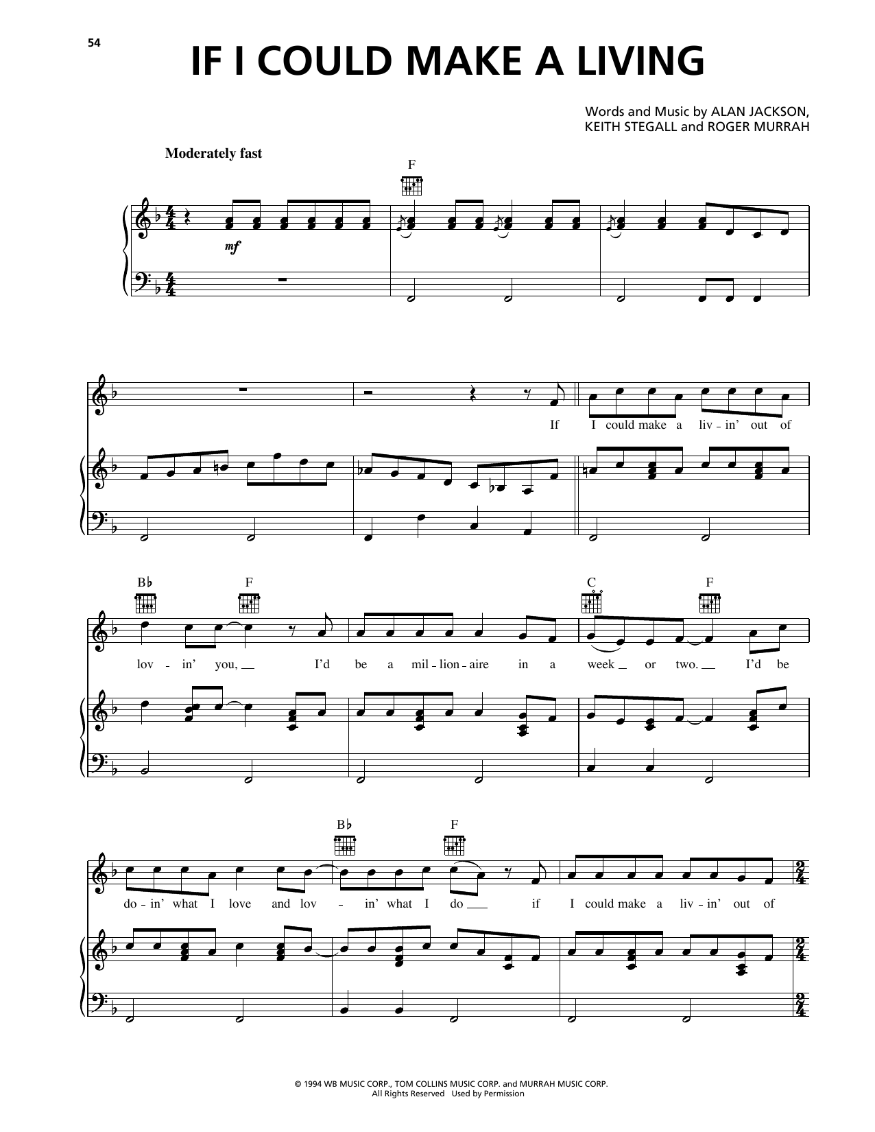 Clay Walker If I Could Make A Living Sheet Music Notes & Chords for Piano, Vocal & Guitar Chords (Right-Hand Melody) - Download or Print PDF