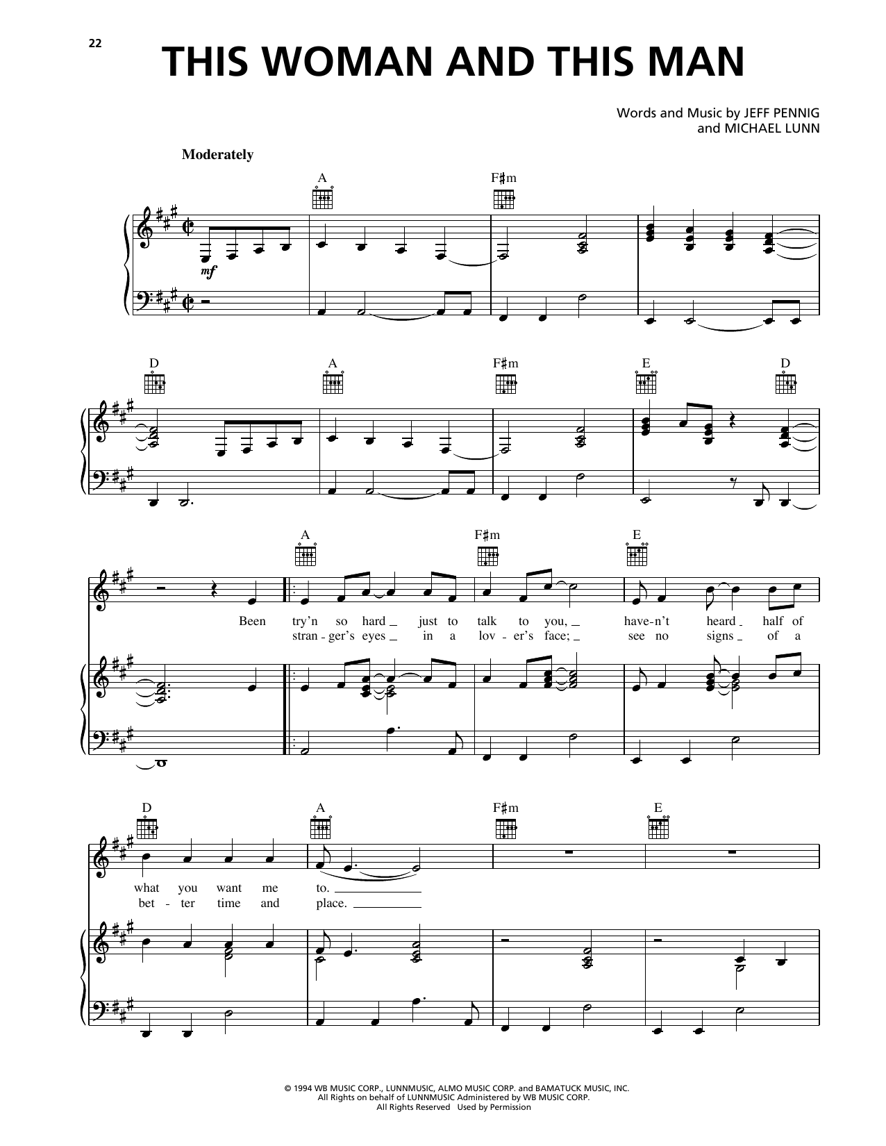 Clay Walker This Woman This Man Sheet Music Notes & Chords for Piano, Vocal & Guitar Chords (Right-Hand Melody) - Download or Print PDF