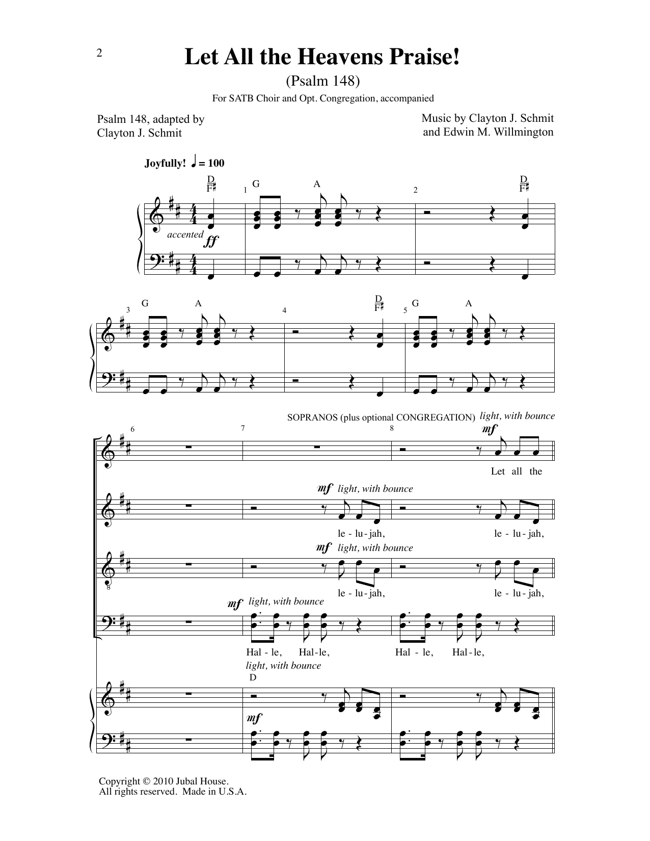 Clayton J. Schmit & Edwin M. Willmington Let All The Heavens Praise! Sheet Music Notes & Chords for SATB Choir - Download or Print PDF