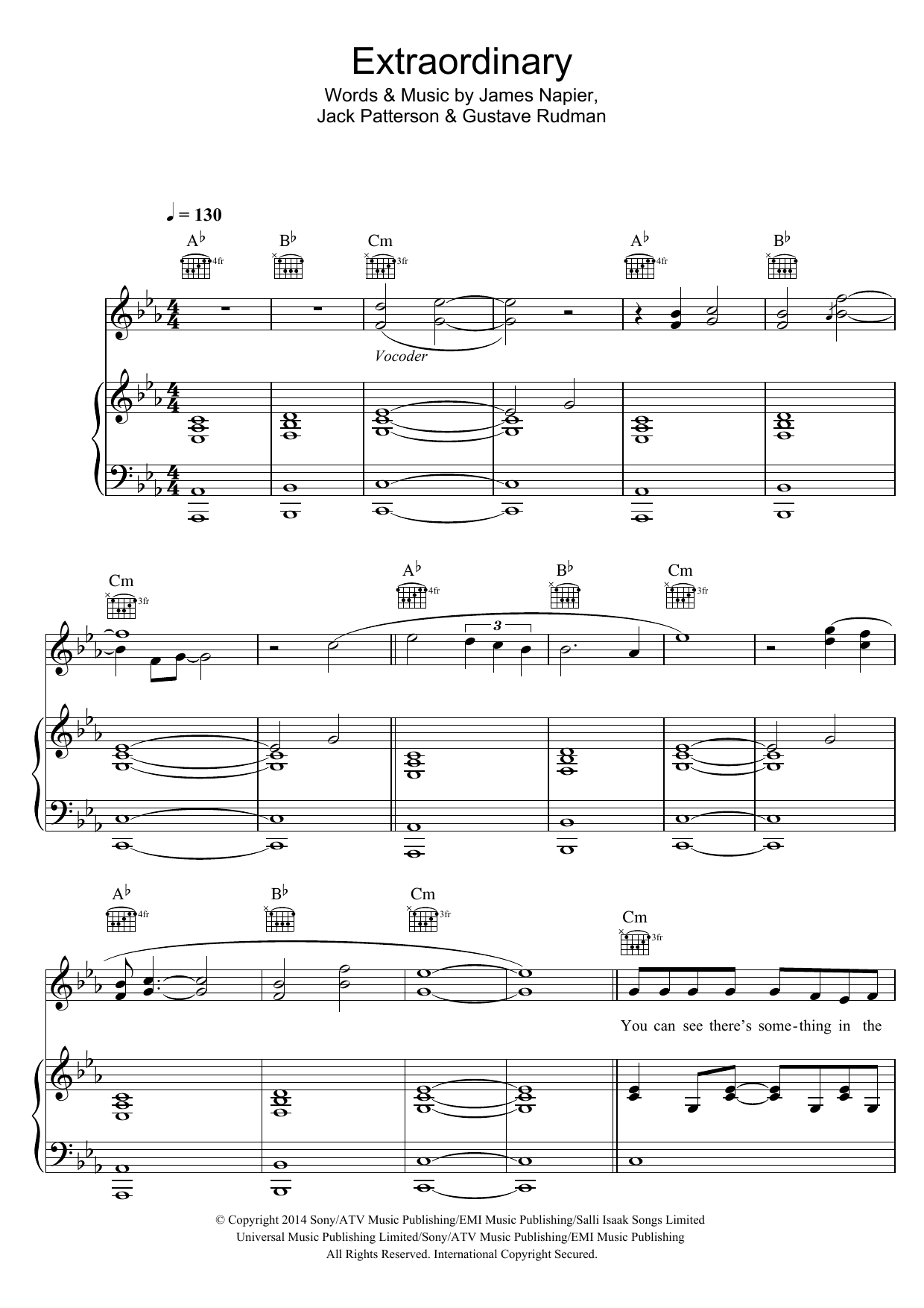 Clean Bandit Extraordinary (featuring Sharna Bass) Sheet Music Notes & Chords for Piano, Vocal & Guitar - Download or Print PDF