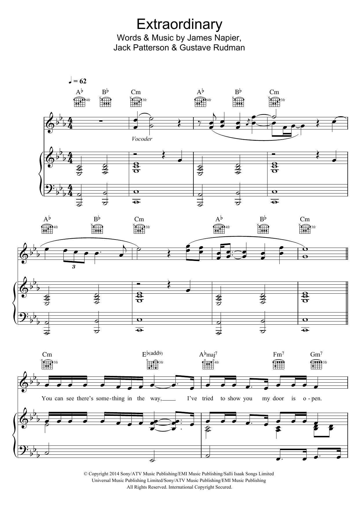 Clean Bandit Extraordinary Sheet Music Notes & Chords for Piano, Vocal & Guitar (Right-Hand Melody) - Download or Print PDF