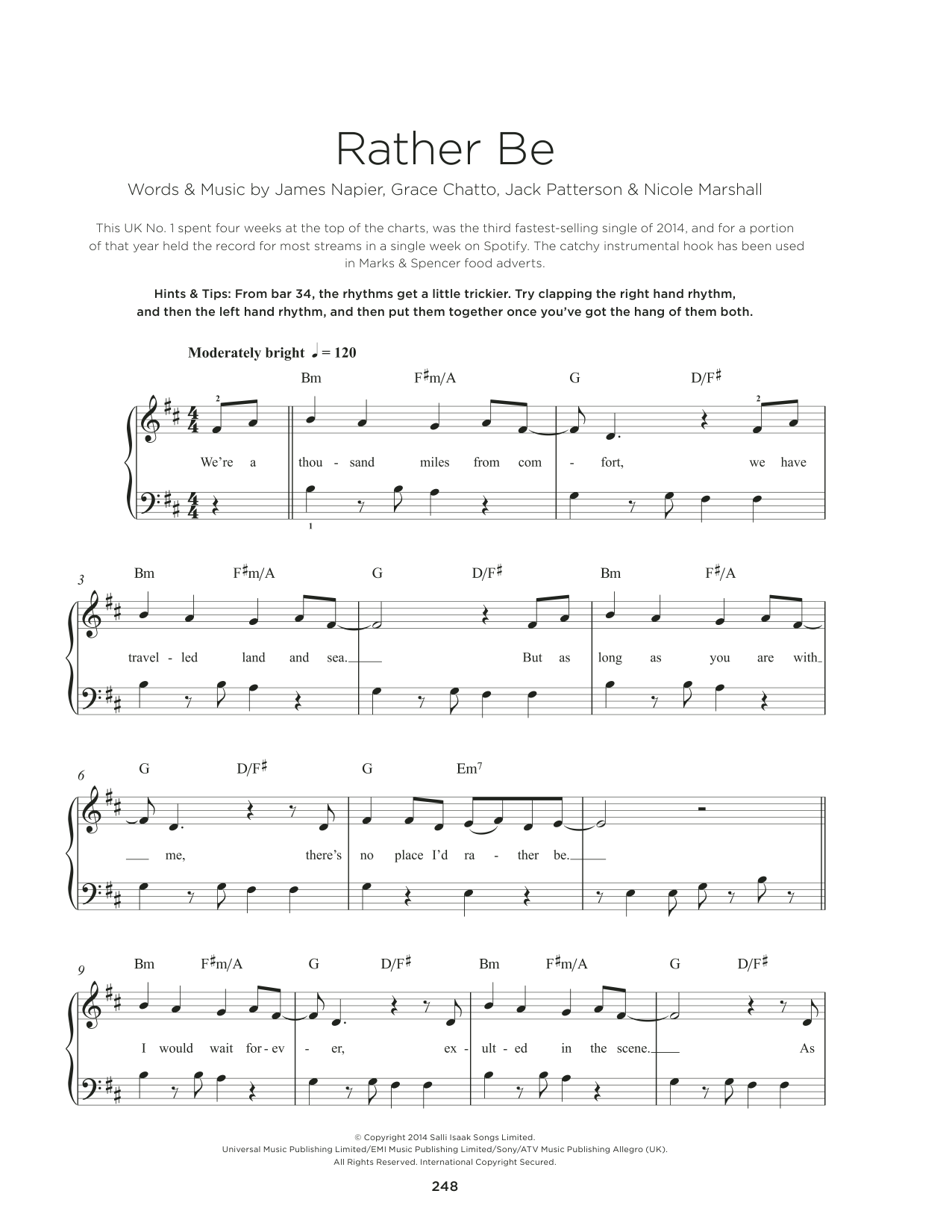 Clean Bandit Rather Be (feat. Jess Glynne) Sheet Music Notes & Chords for Really Easy Piano - Download or Print PDF