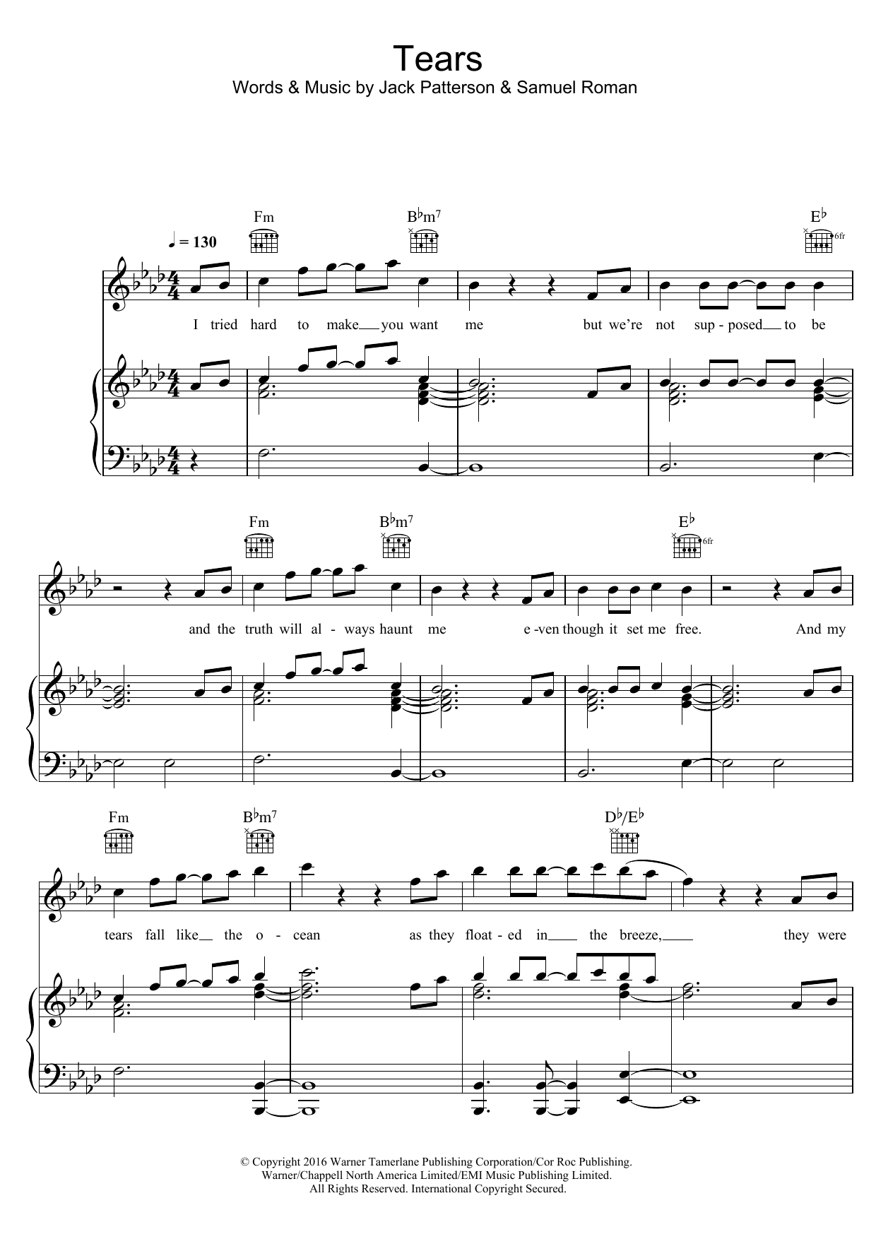 Clean Bandit Tears (featuring Louisa Johnson) Sheet Music Notes & Chords for Beginner Piano - Download or Print PDF