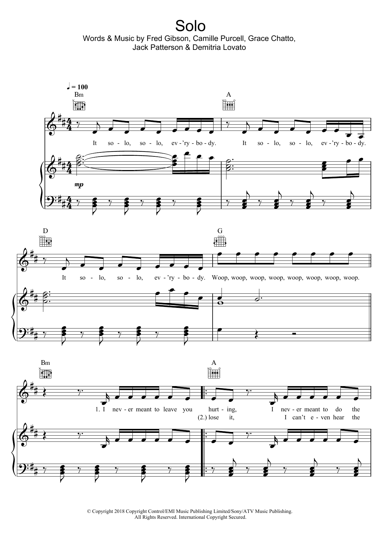 Solo (featuring Demi Lovato) sheet music