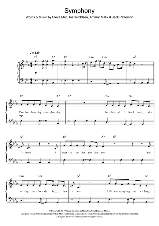 Clean Bandit Symphony (feat. Louisa Johnson) Sheet Music Notes & Chords for Easy Piano - Download or Print PDF
