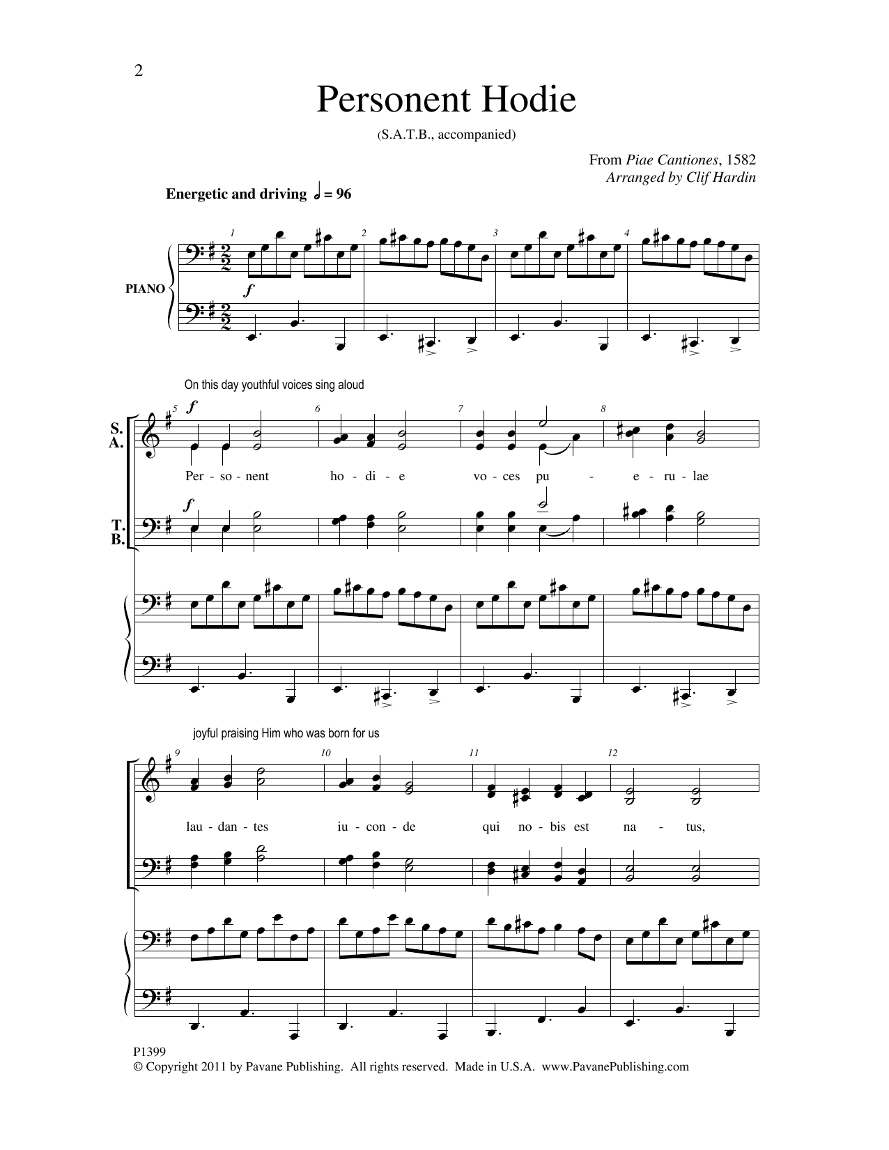 Clif Hardin Personent Hodie Sheet Music Notes & Chords for Choral - Download or Print PDF