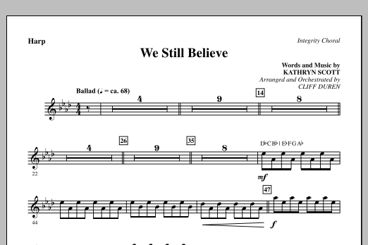 Cliff Duren We Still Believe - Harp Sheet Music Notes & Chords for Choir Instrumental Pak - Download or Print PDF