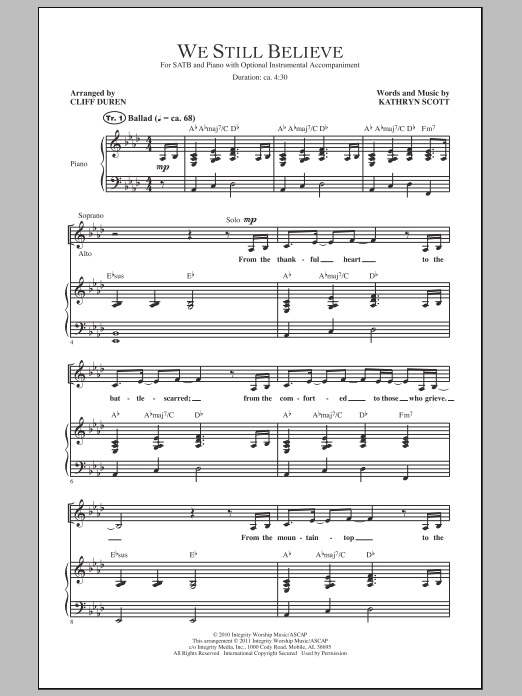 Cliff Duren We Still Believe Sheet Music Notes & Chords for SATB - Download or Print PDF