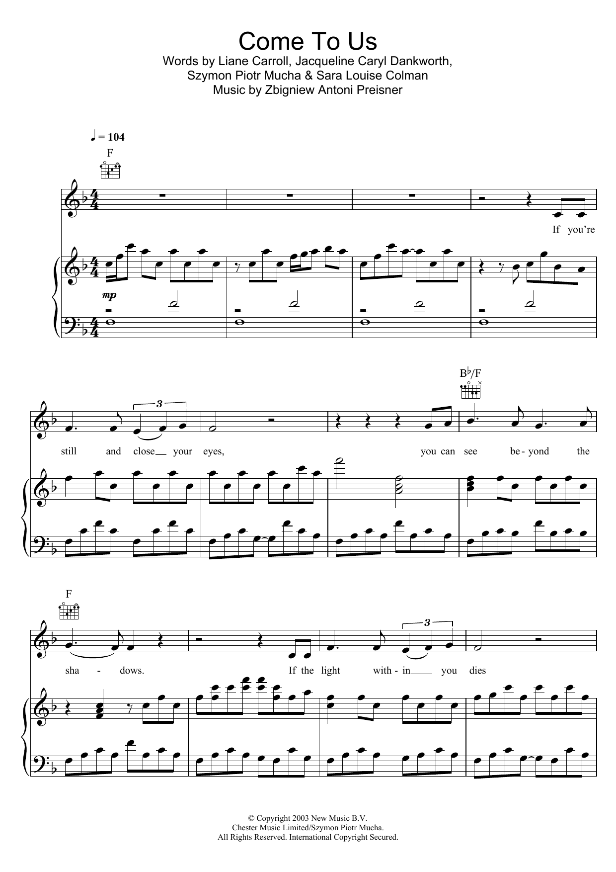 Cliff Richard Come To Us Sheet Music Notes & Chords for Piano, Vocal & Guitar - Download or Print PDF