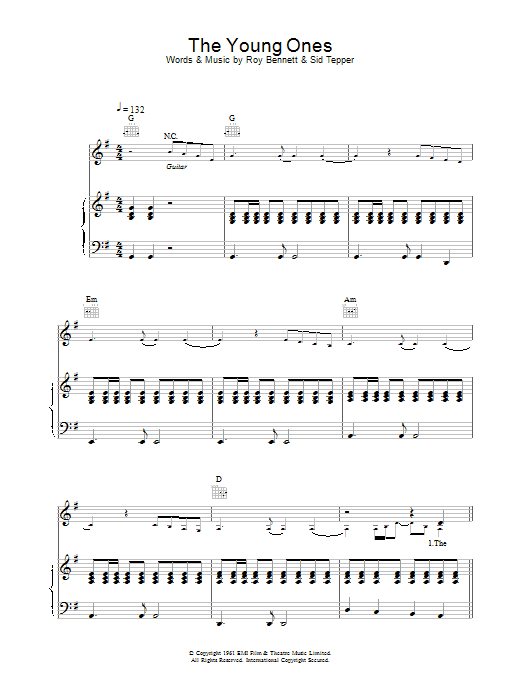 Cliff Richard The Young Ones Sheet Music Notes & Chords for Piano, Vocal & Guitar - Download or Print PDF