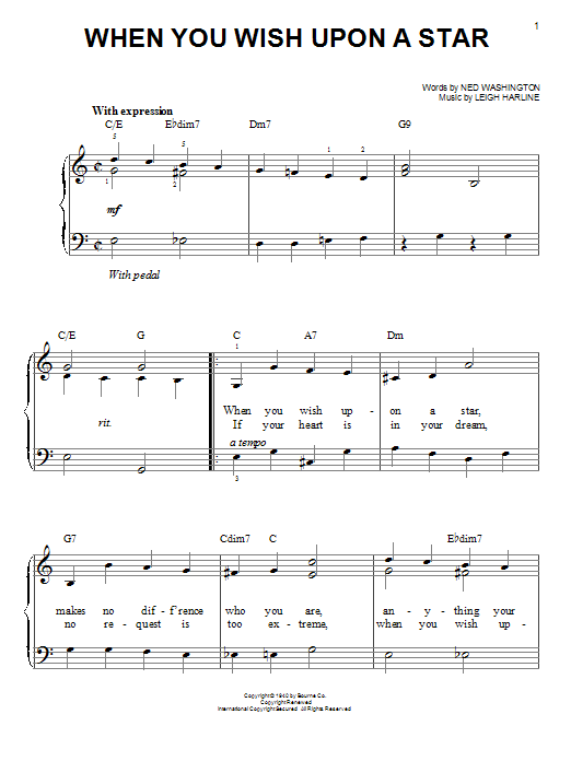 Preview Cliff Edwards When You Wish Upon A Star Children sheet music, notes and chords for Easy Piano, SKU: 94265 sheet music, piano notes, chords, guitar tabs, score, transpose, transcribe, how to play, guide, download, learn, tutorial, progression, song, artist, awards, billboard, mtv, vh1, tour, single, album, release