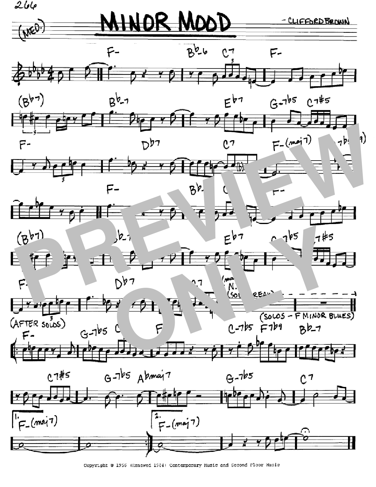 Clifford Brown Minor Mood Sheet Music Notes & Chords for Real Book - Melody & Chords - C Instruments - Download or Print PDF