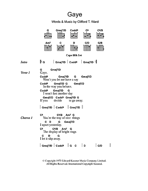 Clifford T. Ward Gaye Sheet Music Notes & Chords for Lyrics & Chords - Download or Print PDF