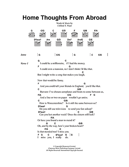 Clifford T. Ward Home Thoughts From Abroad Sheet Music Notes & Chords for Lyrics & Chords - Download or Print PDF