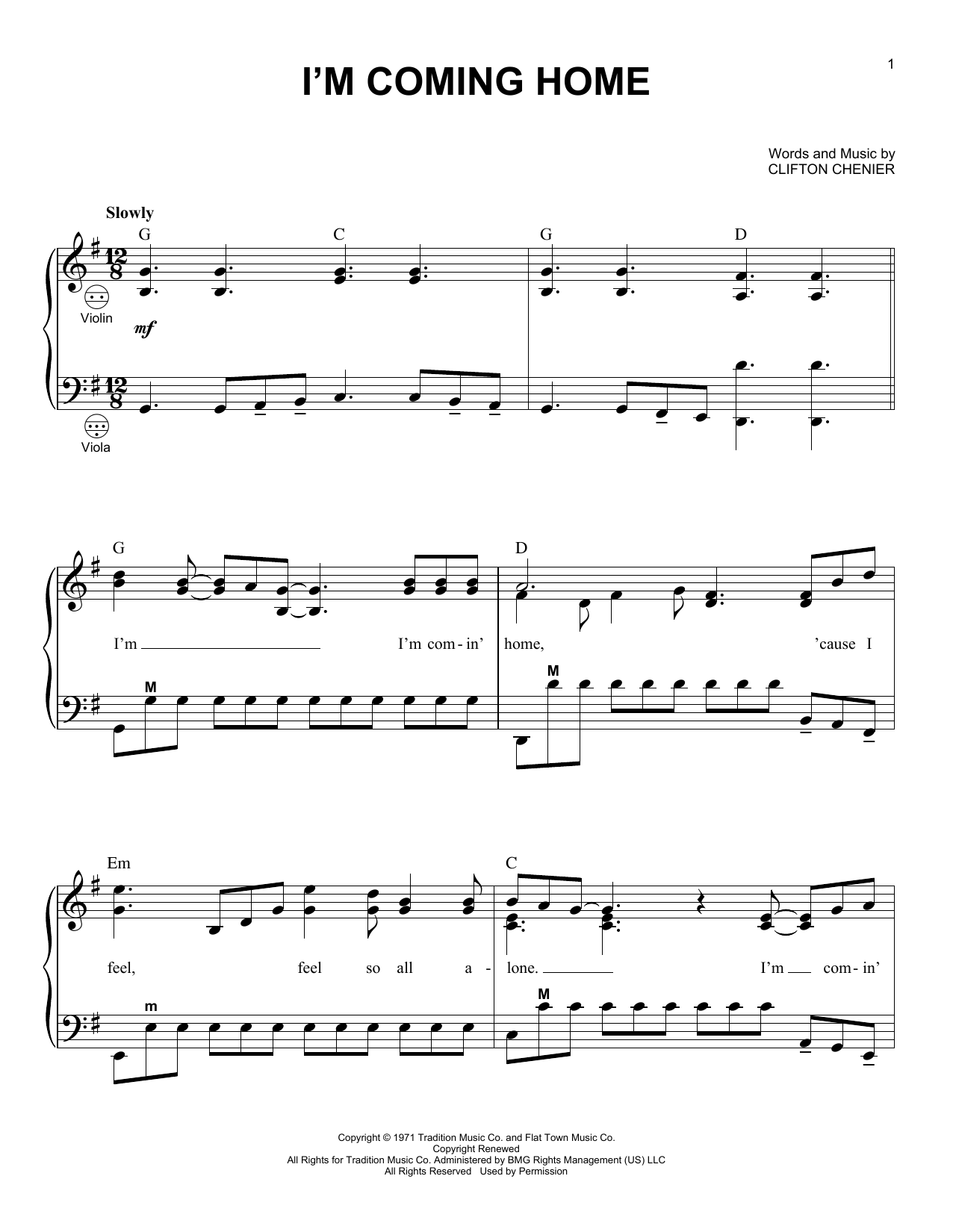 Clifton Chenier I'm Coming Home Sheet Music Notes & Chords for Accordion - Download or Print PDF
