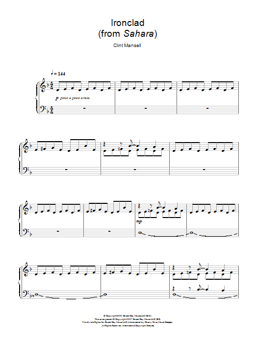 Clint Mansell Ironclad (from Sahara) Sheet Music Notes & Chords for Piano - Download or Print PDF