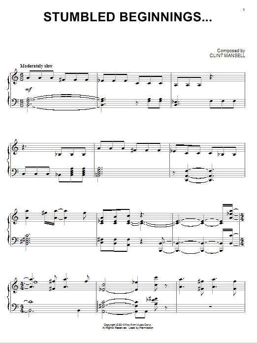 Clint Mansell Stumbled Beginnings... (from Black Swan) Sheet Music Notes & Chords for Piano - Download or Print PDF