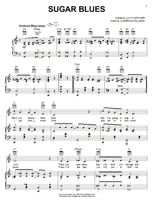 Clyde McCoy and his Orchestra Sugar Blues Sheet Music Notes & Chords for Piano, Vocal & Guitar (Right-Hand Melody) - Download or Print PDF