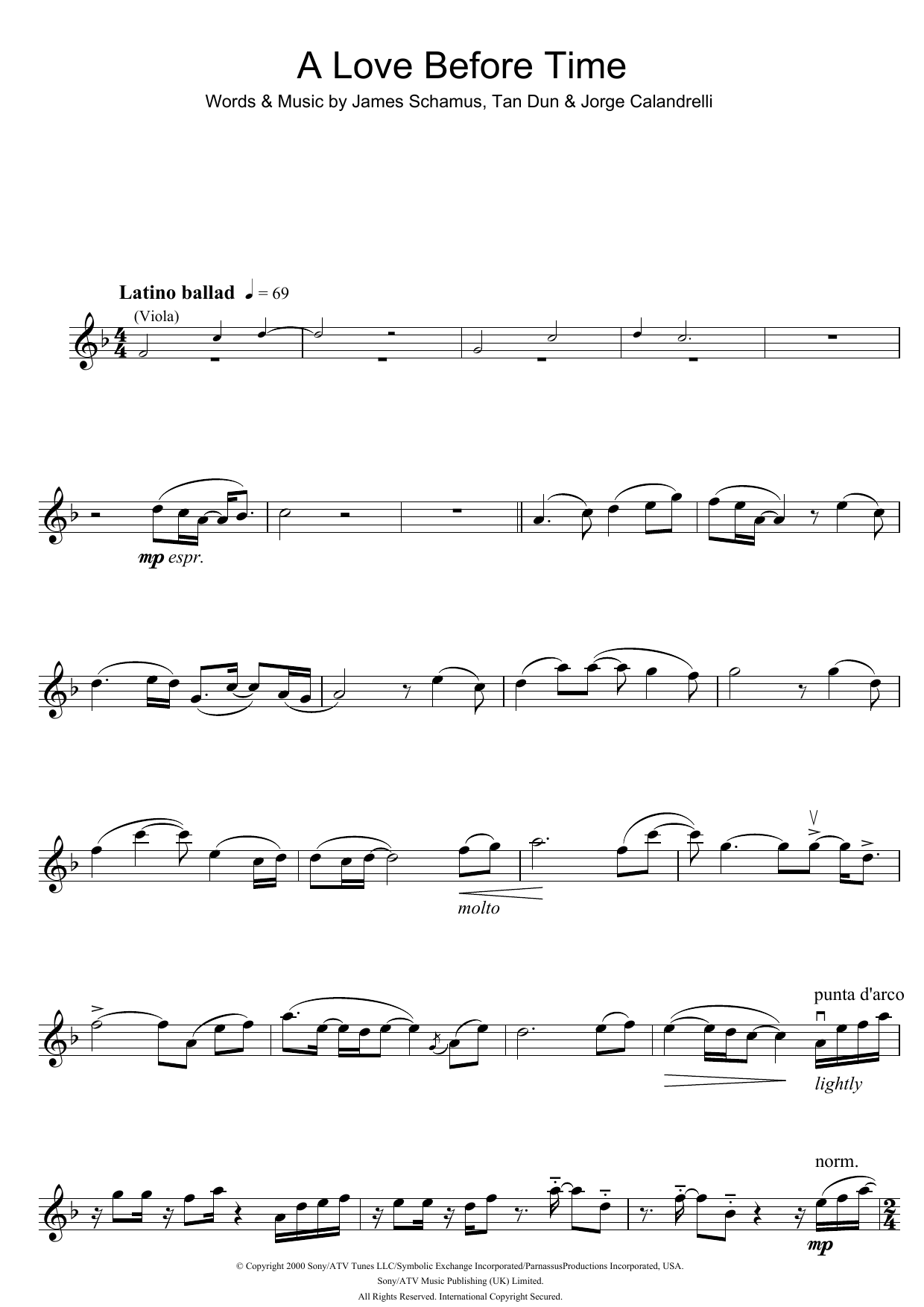 Coco Lee A Love Before Time (from Crouching Tiger, Hidden Dragon) Sheet Music Notes & Chords for Violin - Download or Print PDF