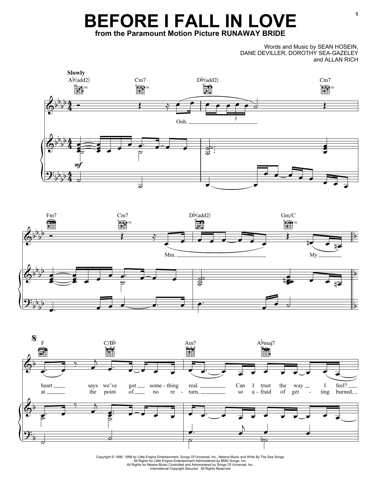 Coco Lee Before I Fall In Love Sheet Music Notes & Chords for Piano, Vocal & Guitar Chords (Right-Hand Melody) - Download or Print PDF